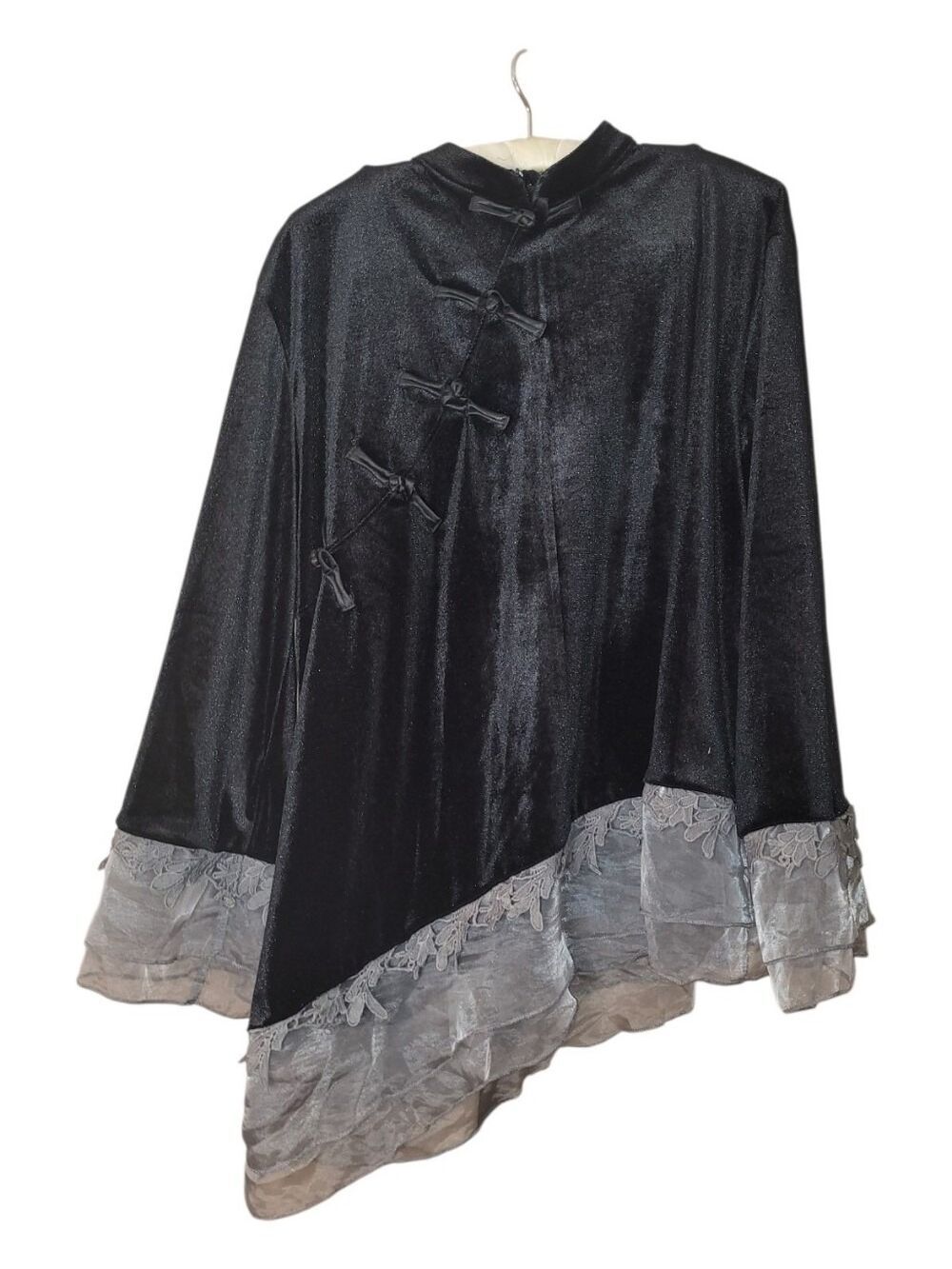 Sha Ba Fei Boho Velvet & Lace Unique Top L